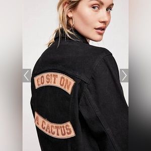 Understated Leather GO SIT ON A CACTUS oversized denim jacket